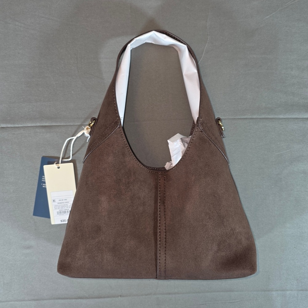 Universal Thread Brown Faux Suede Hobo Bag Gold Chain Strap 024 00 1455